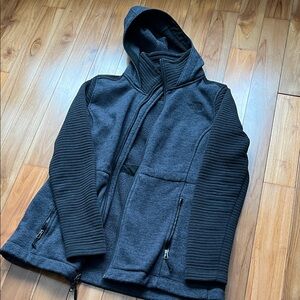 North Face- Black Hooded Jacket with Ribbed Sleeves